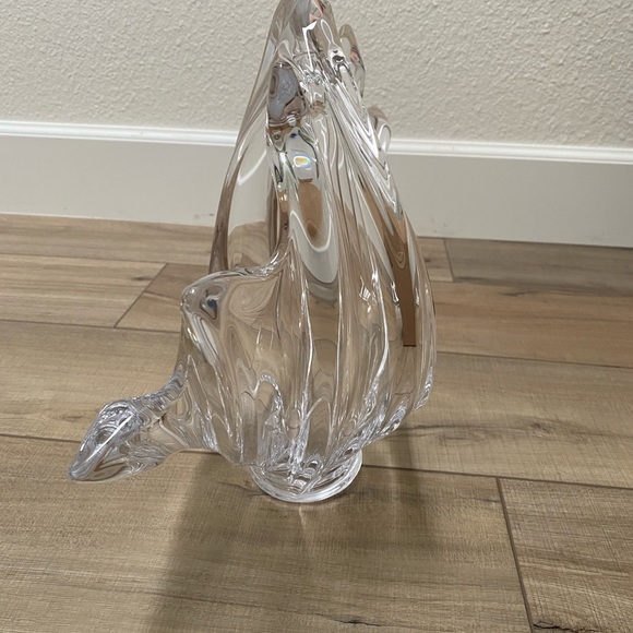 Crystal ART VANNES LE CHATEL 11.5" Swirling wave CENTERPIECE VASE BOWL FRANCE - Picture 3 of 4